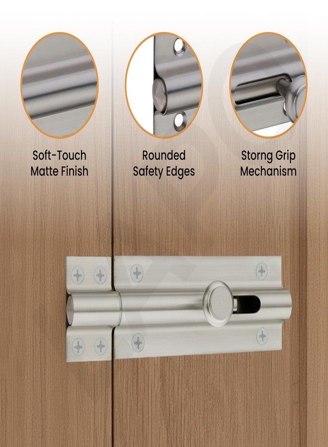 LAPO مزلاج قفل باب من الفولاذ المقاوم للصدأ من لابو، مزلاج باب طويل الأمد مانع للانزلاق للحمام وغرفة النوم وغرفة التخزين وأبواب الشرفة، سهل التركيب، ضمان 3 سنوات (لمسة نهائية غير لامعة، عبوة من قطعة واحدة) - Image 4